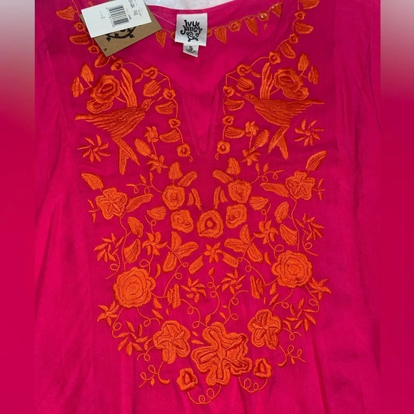 Ivy Jane NWT Floral Bird Embroidered Dolman Short Sleeve Waist Tie Top Size S - Picture 3 of 10